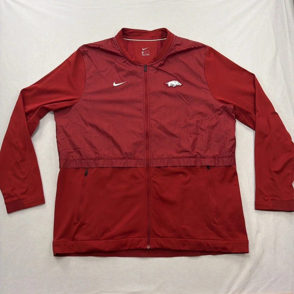 Nike Jacket Arkansas Razorbacks Full Zip Sideline Red Mens XXL